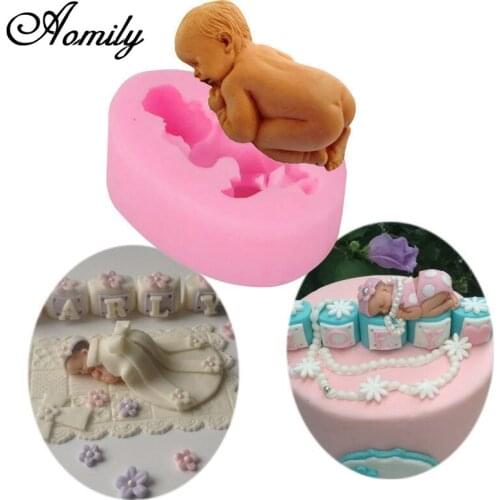Aomily Baby Infant Silicone Cake Molds Cake Decorating Jelly Mold Fondant Chocolate Sugar Mould Handmade Soap Molds Baking Tools