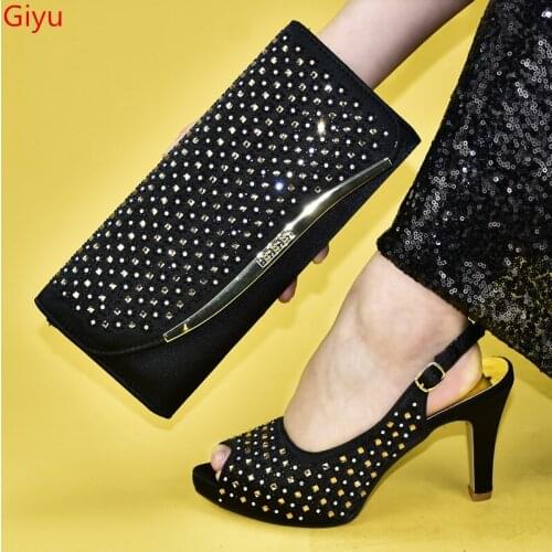 Doershow nice Shoe with Matching Bags Shoe and Bag Set for Party In Women Italian Matching Shoe and Bag Set with stones! HJG1-6