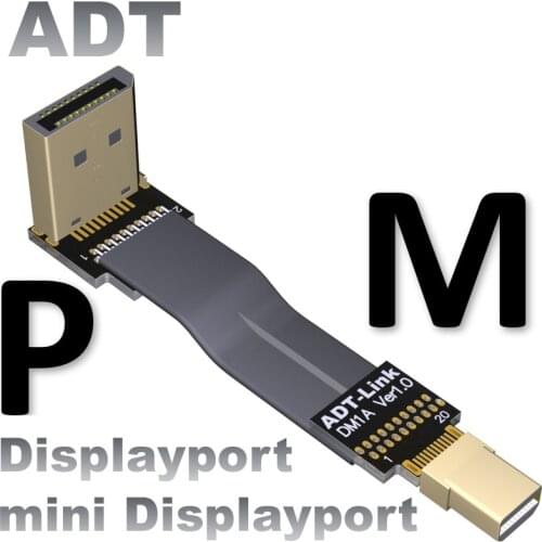 DP standard turn mini displayport1.4 extension cord cable hd Angle flat thin turn connection 32.4Gbps 8K(UHD)/60p