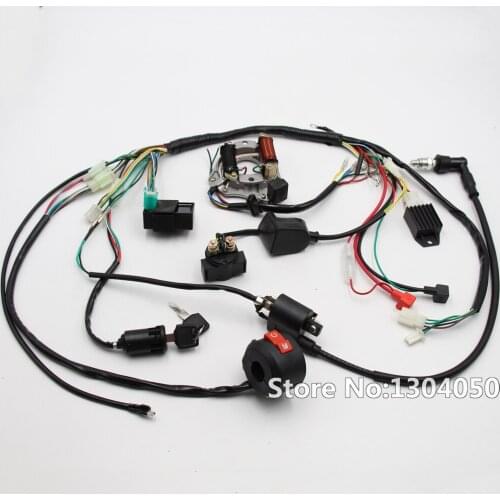 COMPLETE ELECTRICS ATV KLX STATOR 50cc 70cc 110cc 125cc COIL CDI C7HSA SPARK PLUG WIRING HARNESS QUAD BUGGY