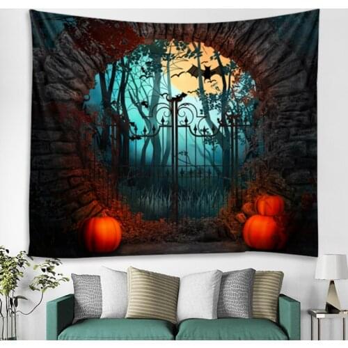 Halloween Tapestry Art Deco Blanket Curtain Hanging Home Bedroom Living Room Decoration Pumpkin Ghost Skull