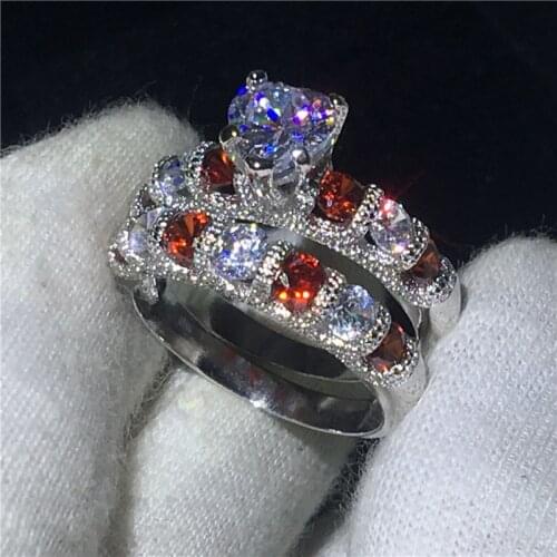 Heart Shape ring Set promise Enagement Wedding Band Rings set for women men AAAAA zircon cz 925 Sterling silver Finger Jewelry