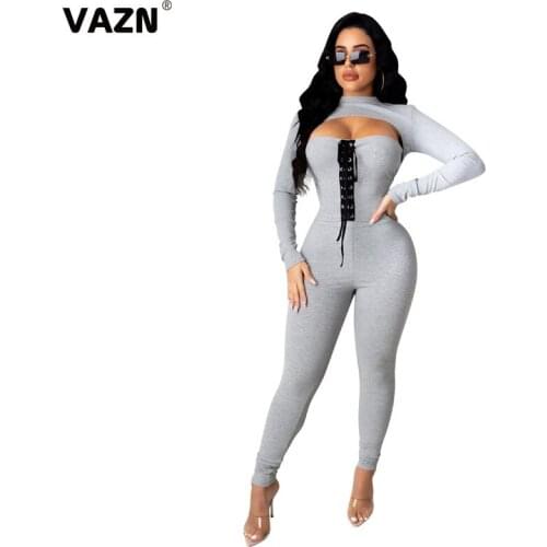 VAZN 2020 Causal O-neck Solid Sport Running Sexy Club Birthday Outfits Fashion Two Piece Women Sets