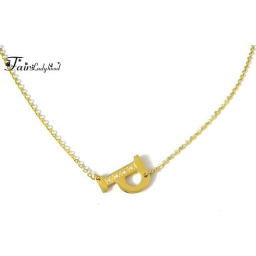 Fairladyhood 2018 Hot Sale Letter P Gold Necklace Stainless Steel Gold-Color Necklaces Pendant For Women Girls Birthday Gift