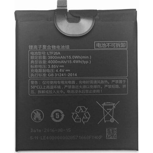 AZK High Quality LTF26A 4000mAh Large Capacity Li-ion Backup Battery for LeTV LeEco Le Pro 3 AI X650 Smart Phone