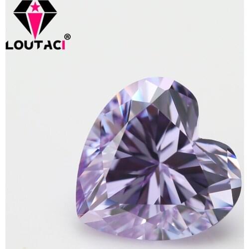 LOUTACI Colored Cubic Zirconia Heart Shape Lavender Color For Sale Women Jewelry Small Size 3x3-4x4mm