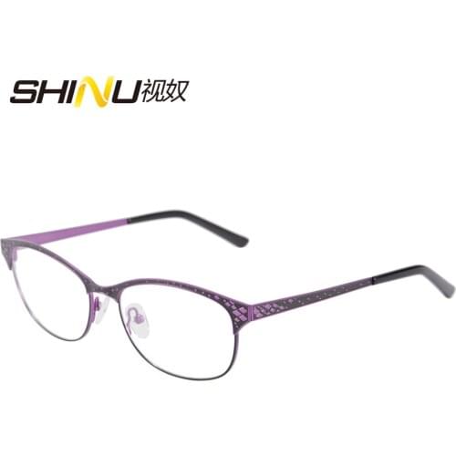 Metal Glasses Frames Woman Man half rim stainless steel Spectacles double color plating Eyeglasses Frame with box SR8003