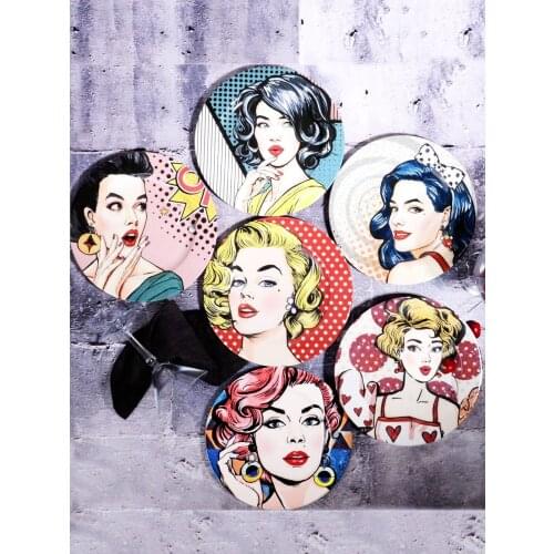 Set Of 6 Pop Art Girls Pattern Porcelain Dishes For Serving Tableware Plate Dishes Sets Cake Plate Modern Soft Style Dinner
