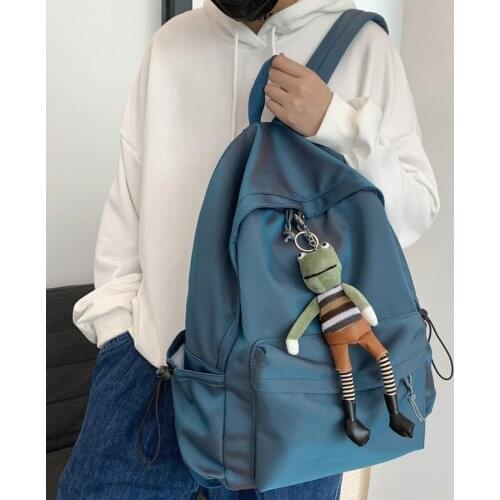 New Solid Color Nylon Backpack Men and Women large Capacity Portable Laptop Backpack College Student Schoolbag Book Bag