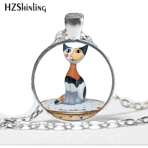 NS-00634 New Fashion Colorful Cats Necklace Wachtmeister Pendant Art Pendant For Necklace Sliver HZ1