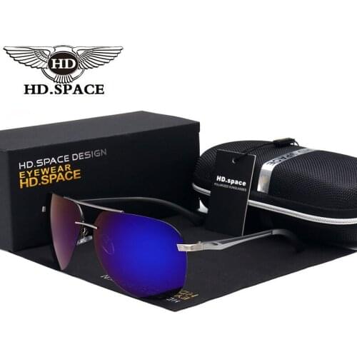 HD Man Stylish Polarized Sunglasses Al Mg Eyewear Classic Frog Mirror Glasses Rimless Driving Oculos De Sol Fishing Gafas LD004