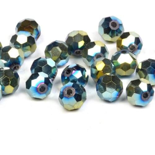 Plated Round Faceted Austria Crystal Glass beads Football Beads Loose Crafts Spacer Beads for Jewelry Making