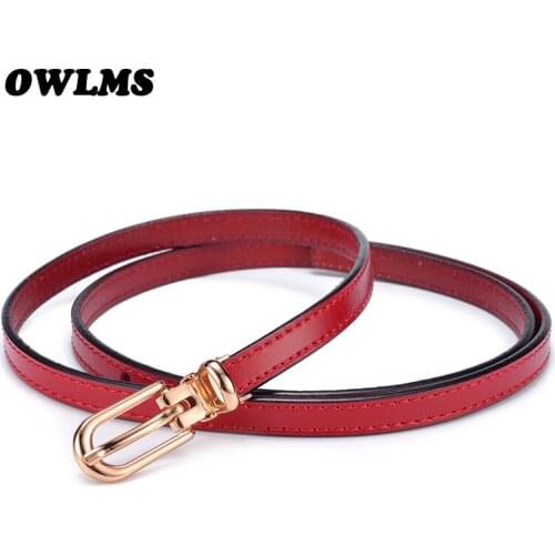 Newest Belt Fashion Cowskin Thin Belts For Women gold Pin buckle Female Belt Genuine Leather lady dress decorate Ceinture Femme