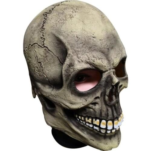 Scary Skull Mask Full Head Realistic Latex Halloween Mask Horror Party Skeleton Cosplay Costume for Children Adult Helmet