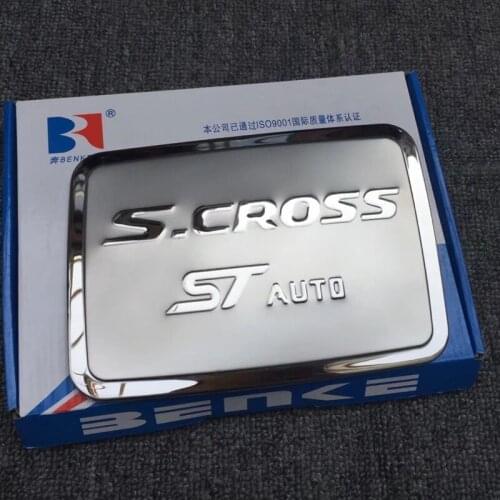 Stainless steel fuel cap for SUZUKI S-CROSS 2014 2015, car-styling tank cover modification trim protect decorate cover stickers