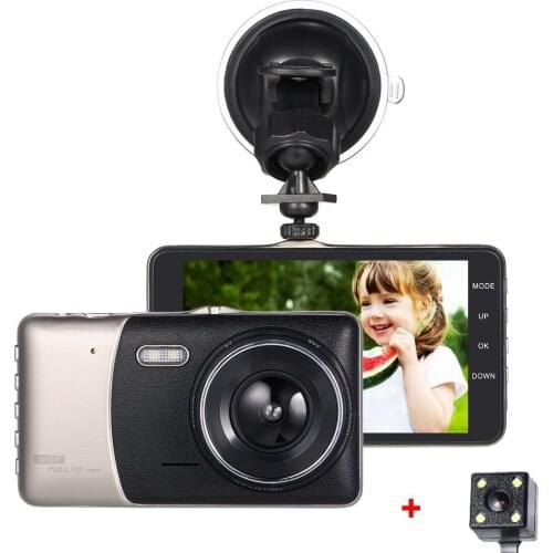 KKMOON 4"Dual Lens Car DVR Camera Recorder Dash Cam Camcorder Full HG 1080p LED Night Vision / Motion Detection / Loop Recording