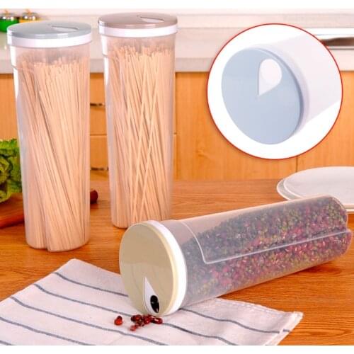 Tall Food Storage Box Spaghetti Noodles Container Grain Cereal Jar Airtight Leak