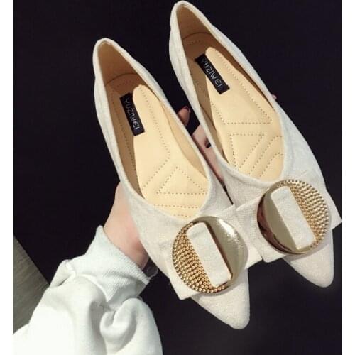 Womens Shoes Spiked Single Shoes 2009 Spring New Metal Button Flat-soled Shoes Lefu Shoes