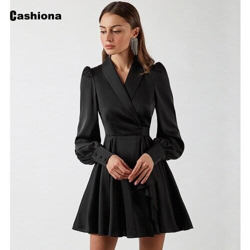 Cashiona 2021 New Summer Above Knee Dress Women Elegant Long Sleeve Bandage A-line Dresses Femme Vintage Pleated Dress Vestidos