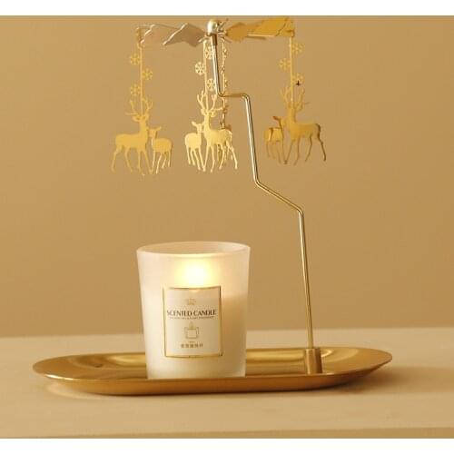 Gold Candlesticks Rotating Romantic Rotation Spinning Carrousel Tea Light Candle Holder Dinner Wedding Bar Party elves cat