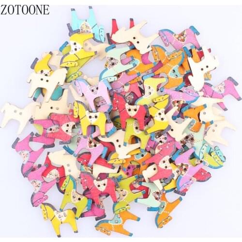 ZOTOONE 100pcs/lot Random Mixed Color 2 Holes Wooden Horse Buttons Scrapbooking Decorative Buttons Apparel Sewing for Children C