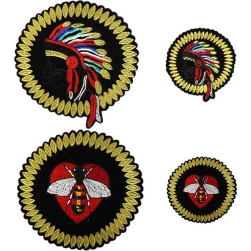 2Pcs Bee patches Embroidery Iron On Patch Decoration Accessories Embroidered Patch For Clothing For T-shirt