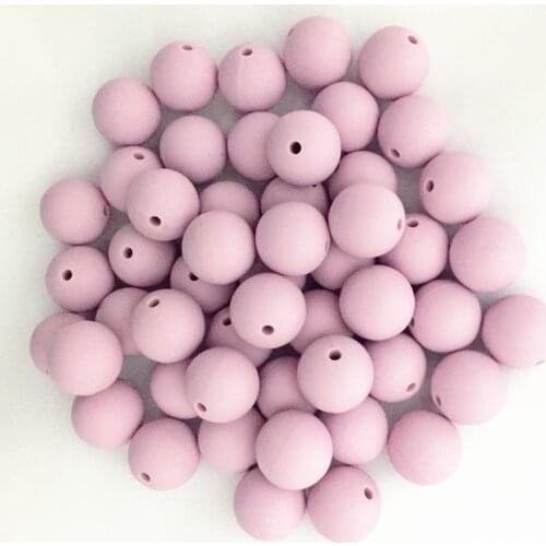 Babys Round Silicone Teether Beads Silicone Teething Beads For Jewelry Teether Beads 15mm Light Purple 20Pcs/Set Food Grade