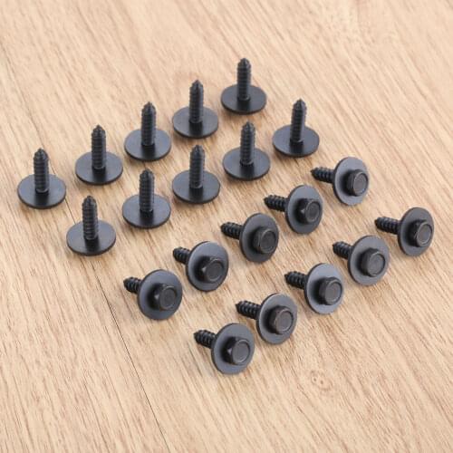 20Pcs Universal Car Auto Self-Tapping Screws 4.7mm 17mm Captive Loose Washer 8mm Hex Head Black Fastener Clips