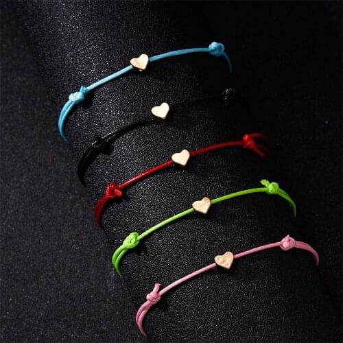 2021 Matching Womens Knitting Love Multicolor Cord Adjustable Bracelet Chain Charm Jewelry Anklet Pulseras Mujer