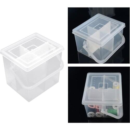4 Grid Thread Box Empty Transparent Storage Container Sewing Crafting Thread Spools Holder Embroidery Threads Containing Case