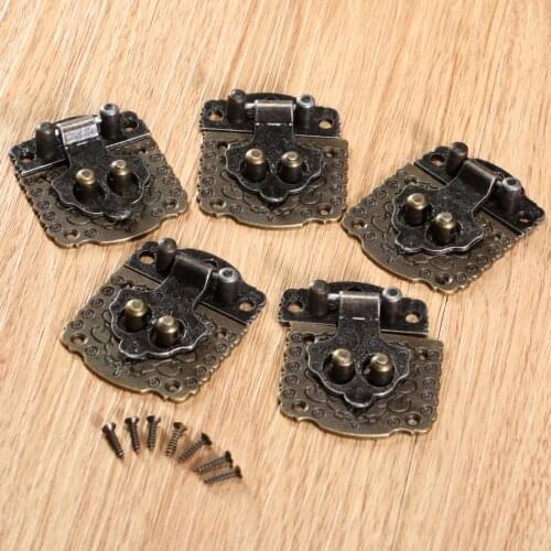 5Pcs Hasp Antique Brass Decorative Jewelry Chest Box Suitcase Case Buckles Toggle Hasp Latch Catch Clasp Furniture Hardware 53mm