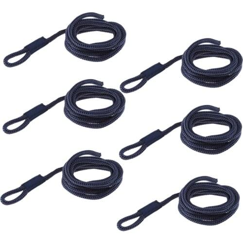 6 Pcs 5FT Double-Braided Nylon Fender Lines Mooring Line Dockline for Yacht Marine Boats Docking Accessories Dark Blue 6mm