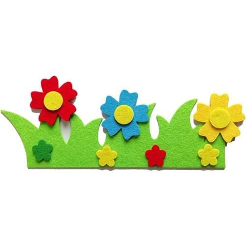 9 Sets Kids DIY Felt Garden Fence Craft Wall Stickers Kindergarten Decoration