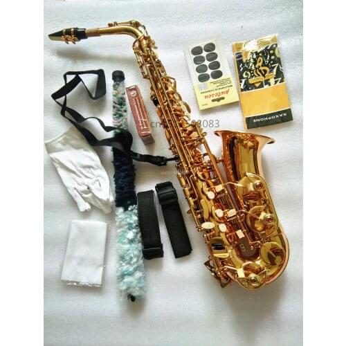 Alto saxophone new high quality instrument Golden alto saxophone model Mouthpiece and case