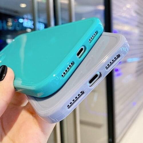 Border Solid Color Bright Surface Back Phone Case For Iphone 12 11 Pro Max 8 7 Plus Cover Coque For Iphone X Xr Xs Se 2020