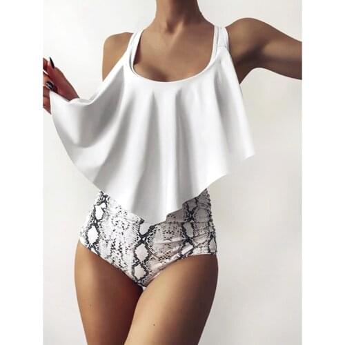 Women High Waist Bikini Swimwear Summer Swimsuit Print Beach Bathing Suit Ruffle Bikini