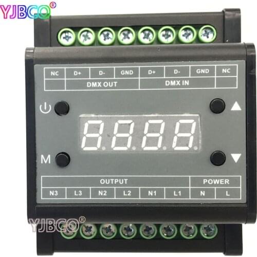 DMX302 High voltage DMX Triac LED Dimmer brightness LED Panel Light Controller AC110V 220V 50Hz/60Hz Output 3CH 1A/CH
