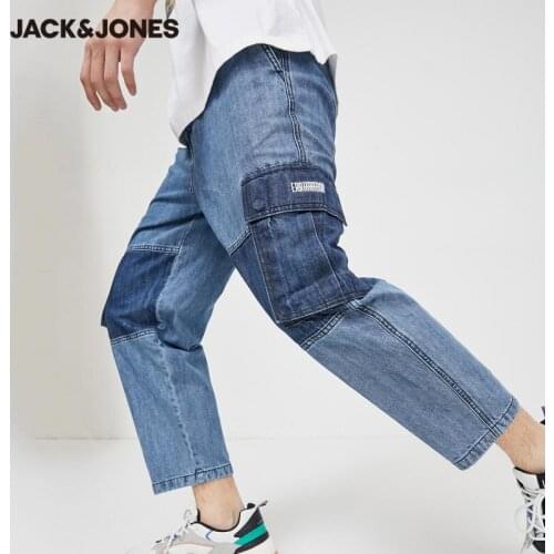 JackJones Mens Colored Blocks Multiple Pockets Regular fit Cargo Crop Jeans | 220332521