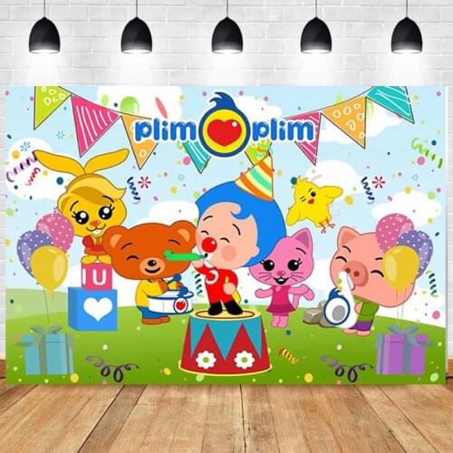 Pilm Pilm Photo Backdrop Boys Kids Happy Birthday Party Pig Bear Photograph Background Girls Banner Photocall Decoration