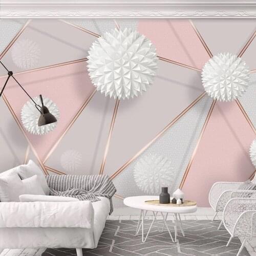 Custom Mural 3D Geometric Circle Ball Modern Minimalist Living Room Sofa TV Background Wall Painting Self Adhesive Wallpaper