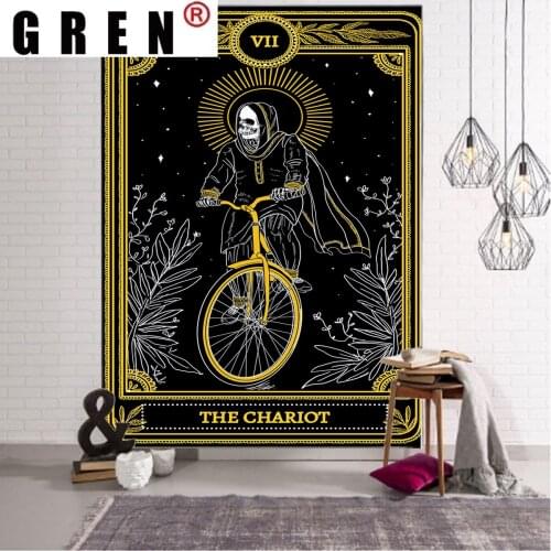 GREN Tarot Carriage Bicycle Tapestry Hanging Covering Rugs Background Art Bedroom Living Room Home Decor Cloth Beach Mat Blanket