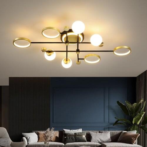 Nordic Creative Ceiling Lights Geometric Combination of Circle and Ball Long Rod for Living Room Lighting Decor Light Fixtures