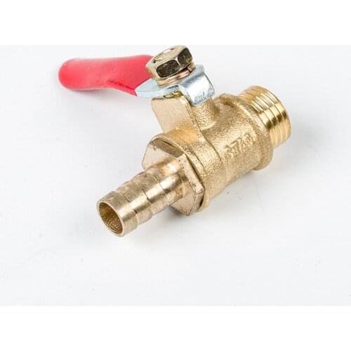 Brass Barbed ball valve 6-12mm Hose Barb 1/8'' 1/2'' 1/4'' Male Thread Connector Joint Copper Pipe Fitting Coupler Adapter