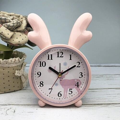 Small Alarm Clock Creative Clock Alarm Adorable Rabbit Bedside Cute Childrens Cartoon Mute Clock Student Simple Baby Room Decor