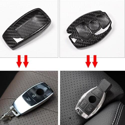 Real Carbon fiber For Mercedes benz W222 S Class E Class W213 C-Class w205 GLC X253 Car Key Shell Cover Trim