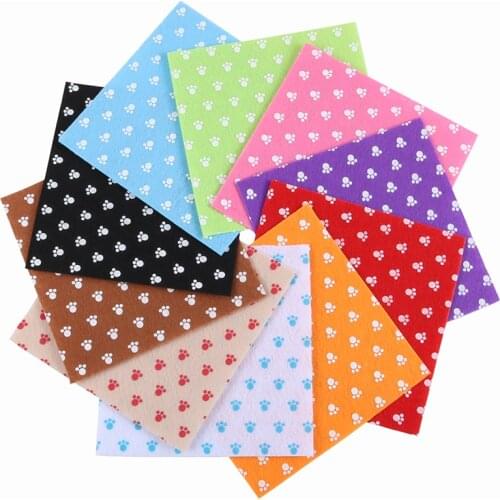 Nanchuang 1mm Thickness Footprint Printed Non Woven Felt Fabric For DIY Handmade Sewing Doll&Crafts Material 10Pcs/Pack 15x15cm