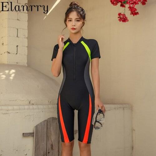 2020 newest sport swimwear one piece summer bathing suit professional zipper beach wear swimming suit padded 3xl ladies swimwear