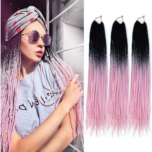 ONYX Ombre Crochet Hair Box Braids Hair 24" Long Rainbow Pink Braiding Hair 22/Strands Synthetic Crochet Hair for African Braids