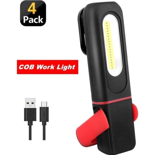 COB Work Light Portable Lantern USB Rechargeable Flashlight Magnetic COB Lantern Hanging Hook Outdoor Camping Lamp Power Light