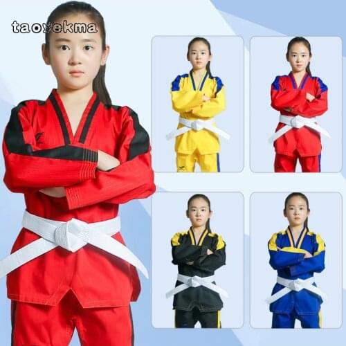 Taoyekma Professional Taekwondo Uniform for adult Children Teenagers Poomsae dobok colored tae kwon do clothes T118